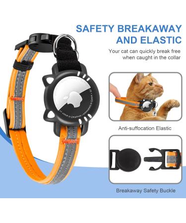 Agoumlux Airtag Cat Collar - Reflective Adjustable Safety Buckle Bright Breakaway Collar with Bell for Young Cats - XS (17.5-23 cm) Orange - Buy Online on GoSupps.com
