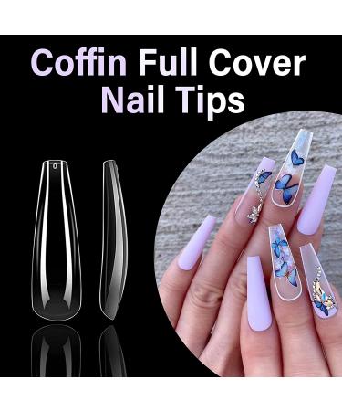 Canvalite Coffin Nail Tips 504 Pcs with Acrylic Nail Clippers and Files - Professional Clear Full Cover Ballerina Fake Nails for Nail Salons and DIY Nail Art - 12 Sizes - Buy Online on GoSupps.com