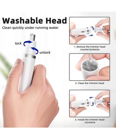 Rechargeable Cordless Nose Hair Trimmer with LED Light - Painless Ear and Eyebrow Trimming Tool for Men and Women (White) - Buy Online on GoSupps.com