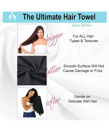 Hair RePear Ultimate Hair Towel for Long Hair - Anti Frizz Premium Cotton Product to Enhance Healthy Natural Hair Perfect for Plopping Wrapping Scrunching Straight Wavy or Curly Hair -21x44in Bl 21 "x44 " Black - Buy Online on GoSupps.com