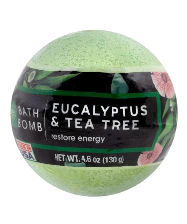 Nature's Beauty Eucalyptus & Tea Tree Bath Bomb, 4.6 oz - Fizzy Spa Bath Bomb Made with Coconut Oil & Witch Hazel to Help Soothe Skin & an Aroma to Help Restore Energy – 4-Pack Eucalyptus & Tea Tree (Pack of 4)