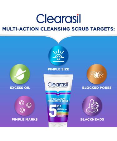 Clearasil 5 in 1 Exfoliating Scrub for Acne Prone Skin Unclogs Pores Reduces Blackheads Pimples & Excess Oil Daily Spot Prevention 3 Pack - Buy Online on GoSupps.com