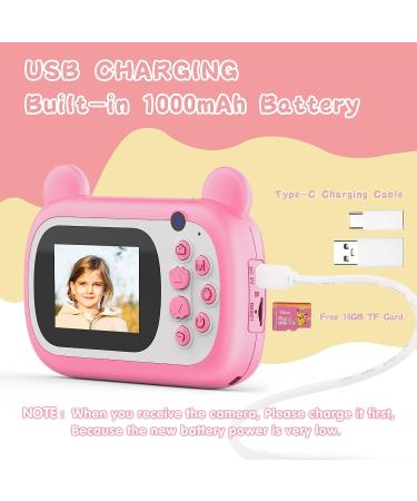 Instant Print Camera for Kids - Bearbrick Selfie Kids Camera with Zero Ink | Dual Lens | 1080P HD | 2.4 Inch | 1000 mAh | 3 Rolls Print Paper Camera for Girls Boys Age 3-12 Birthday Pink - Buy Online on GoSupps.com