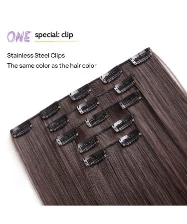 Dark Brown Clip in Hair Extensions 22 Straight Synthetic Hair Piece for Women - 5PCS Set - Buy Online on GoSupps.com
