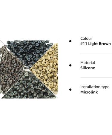 KOCONI 1000Pcs 4.0mm Silicone Micro Rings for I Tip Hair Extensions - Light Brown #11 - Buy Online on GoSupps.com