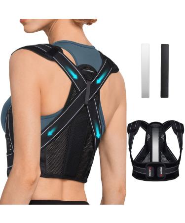 AVIDDA Posture Corrector for Men Women Back Brace with Replaceable Support Plate Breathable and Adjustable Back Support Providing Pain Relief from Back Neck & Shoulder Size: S Black S (Pack of 1)
