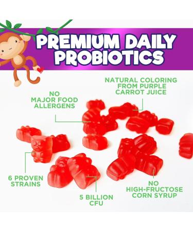 Probiotics for Kids 5 Billion CFU - Natural Immune Support & Digestive Health Supplement - Daily Children's Probiotic Gummy for Ages 4+ Vegan Gluten Soy & Dairy Free - Berry Flavored - 60 Gummies 60 Count (Pack of 1) - Buy Online on GoSupps.com