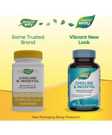 Natures Way Choline & Inositol 1000mg - Brain Health & Cellular Energy - 100 Capsules - Buy Online on GoSupps.com
