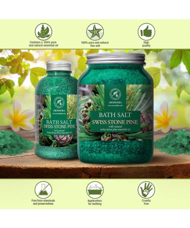 Pine Bath Salt with Natural Swiss Stone Pine Essential Oil - 21.16 Oz - Coniferous Salts for Relaxing Bath, Good Sleep, and Beauty - Aromatherapy Sea Salts for Body Care - Buy Online on GoSupps.com
