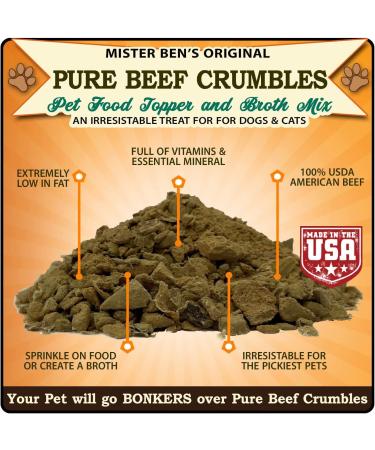 Mister Bens Original Freeze-Dried Raw Beef Crumbles & Dust - 100% Beef Meal Topper for Finicky Dogs 4.25 oz - Buy Online on GoSupps.com