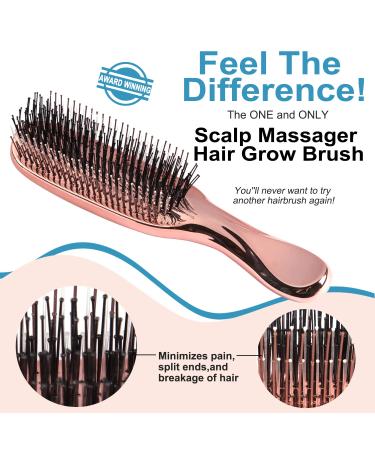 Rose Gold Hair Brush Scalp Massager for Women, Men, Kids & Toddlers - Reduce Tangles, Promote Hair Growth - Buy Online on GoSupps.com