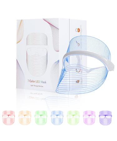 L E D Face Mask Light Therapy  7 Colors L E D Light Therapy Mask  Red & Blue Light Therapy for Face  Light Mask for Skin Care  Portable Rechargeable 7 Colors L E D Face Mask Light Therapy A