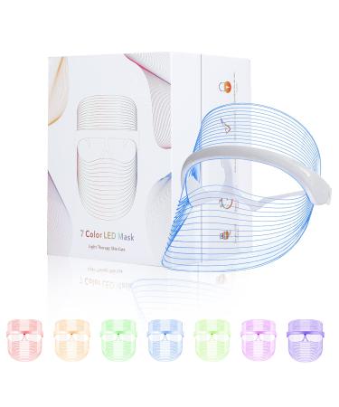 L E D Face Mask Light Therapy  7 Colors L E D Light Therapy Mask  Red & Blue Light Therapy for Face  Light Mask for Skin Care  Portable Rechargeable 7 Colors L E D Face Mask Light Therapy A