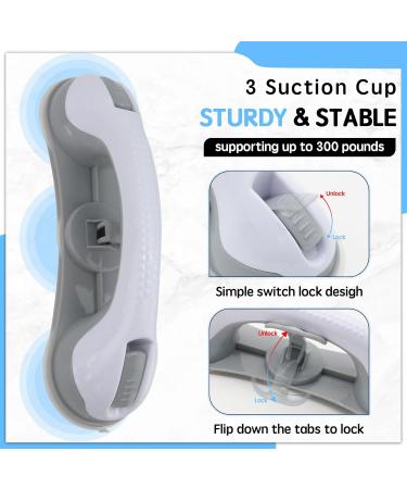 3 Suction Cup Grab Bars for Bathtubs and Showers 2 Pcs Shower Handles for Elderly for Wall Heavy Duty Safety Grip Handicap Grab Bars Removable Strong No Drilling Bathroom Accessories - Buy Online on GoSupps.com