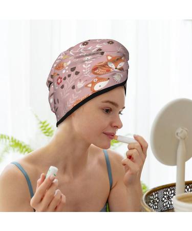 Hair Towel Wrap - Fast Drying Hair Turban with Button | Beautiful Fox Design - Buy Online on GoSupps.com