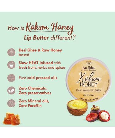 Kokum Honey Lip Butter with Ghee | Lip Lightening & Hydration | 10g - Dry & Chapped Lips Relief - Buy Online on GoSupps.com