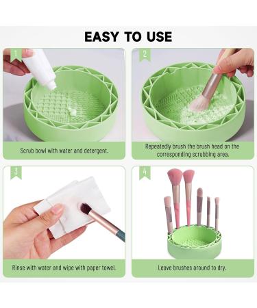 LELE LIFE Makeup Brush Cleaner Mat with Drying Rack Silicone Makeup Brush Cleaning Mat Scrubber Bowl Make Up Brush Cleaner Pad for Cosmetic Brushes Green - Buy Online on GoSupps.com