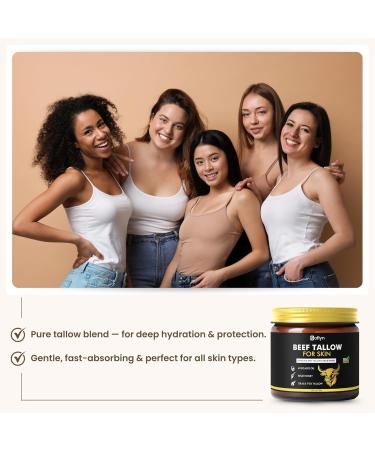Soflyn Beef Tallow for Skin - 100% Grass-Fed Beef Tallow and Honey Balm - Whipped Tallow Balm for Face Lips & Body - Natural Moisturizer Face Cream for Dry Sensitive & Mature Skin - 4.2oz 120g Jar - Buy Online on GoSupps.com