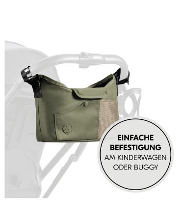 Hauck Large Stroller Organizer Bag - Diaper Bag with Cup Holder | Easy Fastening & Accessibility (Olive) - Ideal for Buggy & Baby Strollers - Buy Online on GoSupps.com