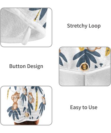 Monkeys on Tree Hair Towel 2 Pack | Super Absorbent Quick Dry Hair Turbans for Women & Girls - Ultimate Hair Drying Solution - Buy Online on GoSupps.com