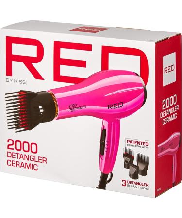 RED by KISS 2000 Detangler Ceramic Dryer with 3 Bonus Piks - Pink Color - Buy Online on GoSupps.com