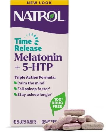 Natrol Melatonin 6 mg+ 5-HTP Vitamin B6 Calcium& 5-HTP Supplement Sleep Aid Triple Action Formula Calm the Mind Fall Asleep Faster and Stay Asleep Longe r- 60 Bi-Layer Tablets - Buy Online on GoSupps.com