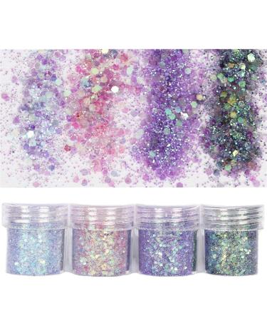 Muxitrade Glitter Sequin Chunky Glitter for Face Nails Eyes Lips & Hair | 4pcs Makeup Glitter for Festivals Masquerades Halloween & Christmas Parties - Buy Online on GoSupps.com