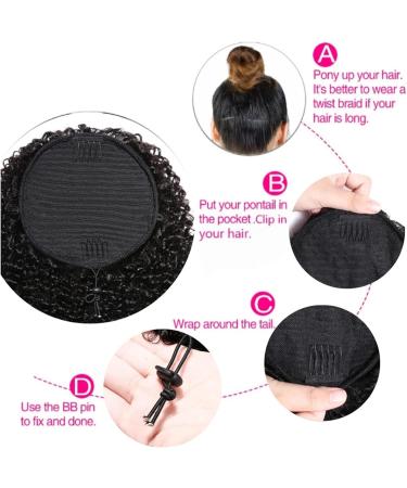 Fake Hair Bun 8-24 Inch Afro Curly Ponytail Human Hair Extensions Curly Fluffy Hair Comb with Drawstring Ponytail Hair Extensions Hair Accessories (Color : Black Size : 10inch) 10inch Black - Buy Online on GoSupps.com