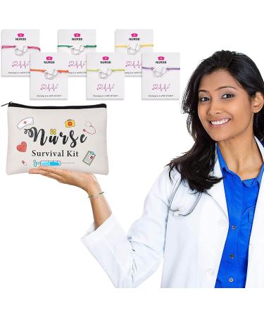 Nurse Appreciation 30pcs Gift Set: Survival Kit, Makeup Bag, Blessing Cards, Bracelet, Hair Ties - Buy Online on GoSupps.com