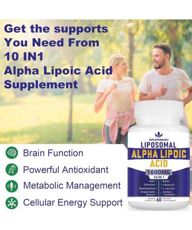 Spliferkou Liposomal Alpha Lipoic Acid 1600mg per Serving ALA Supplement for Antioxidant Health Energy and Metabolism 60 Capsules - Buy Online on GoSupps.com