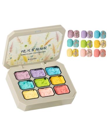 brooksnaji Gradient Gel - Rainbow Art Kit - 9 Colors Sponge Palette | Multicolor Gel Manicure Set Solid Nail Paint Collection for Women and Girls at Home