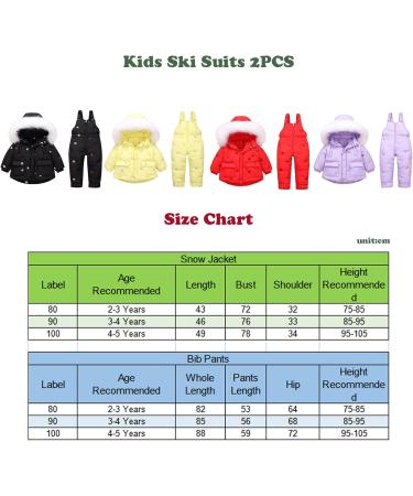 Kids Winter Snowsuit Set | Toddler 18-24 Months Pink Ski Suit | Hooded Down Jacket + Snow Bib Pants | Baby Boys Girls Fashionable Lightweight Outerwear - Buy Online on GoSupps.com