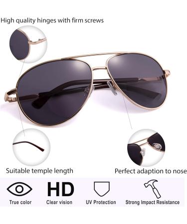 EYEGUARD Unisex Classic Bifocal Sunglasses - UV400 Outdoor Reading Glasses for Men & Women - Gold 2.0x - Buy Online on GoSupps.com
