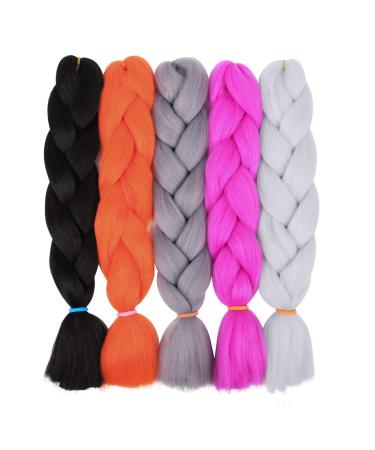MapofBeauty Afro Jumbo Braid Hair 24/60cm Synthetic Extensions in Fluorescent Orange - Buy Online on GoSupps.com
