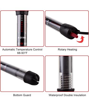 Vegena Aquarium Heater 200W Adjustable Thermostat for 200L Fish Tanks | Reliable Heating Rod with Suction Cups - Buy Online on GoSupps.com