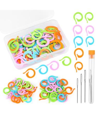 Yizzvb 50 Pcs Crochet Stitch Markers  Knitting Stitch Rings with Plastic Box  Crochet Ring Crochet Locking Sewing Accessories and Large-Eye Blunt Needles for DIY Handmade Crafts 50pcs - Buy Online on GoSupps.com