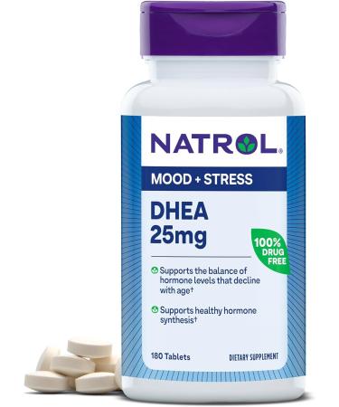 Natrol DHEA Tablets Promotes Balanced Hormone Levels Supports a Healthy Mood Supports Overall Health Helps Promote Healthy Aging HPLC Verified 25mg, 180 Count