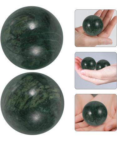 Baluue 2 Pieces Jade Baoding Exercise Balls - 40mm Green Chinese Stress Relief & Hand Massage Balls for Health - Buy Online on GoSupps.com
