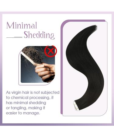 FSHINE Tape Extensions - Black Remy Tape-In Hair Extensions 35cm 20g Real Virgin Hair 10 Pieces #1B - Buy Online on GoSupps.com