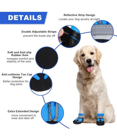 4 Pieces Dog Boots Paw Protector Waterproof Dog Shoes with Reflective Straps Adjustable Washable Non-Slip Dog Shoes Dog Boots for Injured Paws Blue Outdoor Paw Protectors Dog Shoes for Large Dogs(L) L Blue - Buy Online on GoSupps.com
