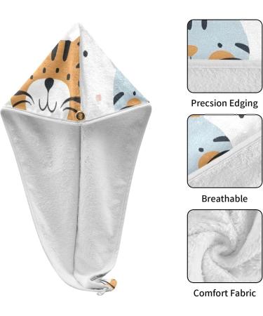 Lovely Tigers Hair Towel 2 Pack | Super Absorbent Quick Dry Hair Turbans for Women & Girls | Stylish & Functional Head Towels - Buy Online on GoSupps.com
