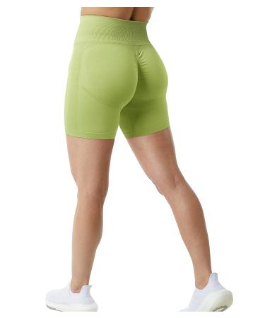 JANVUR Scrunch Butt Lifting Workout Shorts for Women High Waisted Butt Lift Yoga Gym Seamless Booty Shorts N-green Small