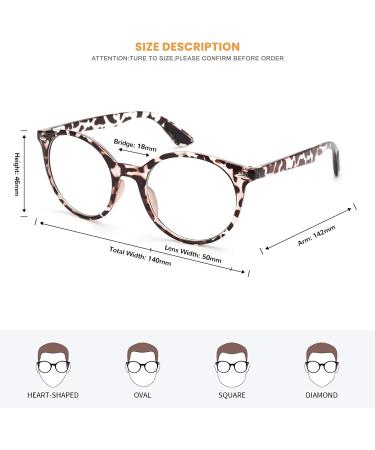 Livho Blue Light Blocking Glasses - Round Fake Gaming Eyeglasses for Women Men - Reduce Computer Eyestrain & Headaches - Leopard - Buy Online on GoSupps.com