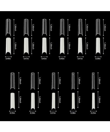 1100 Piece C Curve Long Acrylic Nail Tips - Clear & Natural | Square Half Cover Fake Nails for DIY Nail Art - Buy Online on GoSupps.com