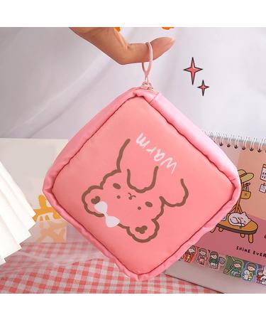 Portable Sanitary Napkin Storage Bag with Cartoon Design - Pink Holder for Women & Teens - Buy Online on GoSupps.com