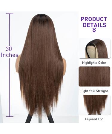 Joedir 13x4 Straight Lace Frontal Wigs - Glueless Synthetic Light Yaki Wigs for Black Women with Baby Hair | 76 cm TTOL4/30S/26J - Buy Online on GoSupps.com