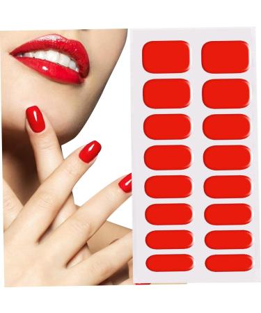 Gel Nail Stickers Semi Cured Gel Nails Self Adhesive Nail Stickers Full Wraps Nail Polish Strips Stick On Gel Nails Art Bright Red - Buy Online on GoSupps.com