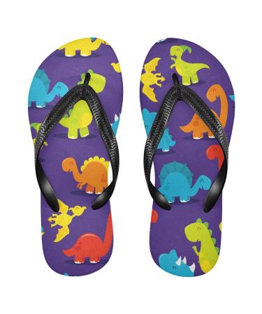 Mnsruu Cartoon Dinosaur Flip Flops Purple Home Hotel Spa Bedroom Travel L for Men Women
