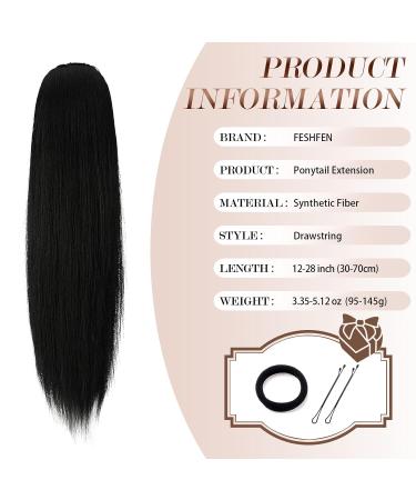 Feshfen 35 cm Strawberry Blonde Ponytail Extensions - Smooth Long Straight Braid Hairpiece with Drawstring - Synthetic Hair for Women - Buy Online on GoSupps.com