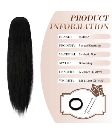 Buy Feshfen 70 cm Dark Brown Ponytail Extensions - Long Straight Braid Hairpiece - Synthetic Drawstring Hair Extensions for Women - Buy Online on GoSupps.com